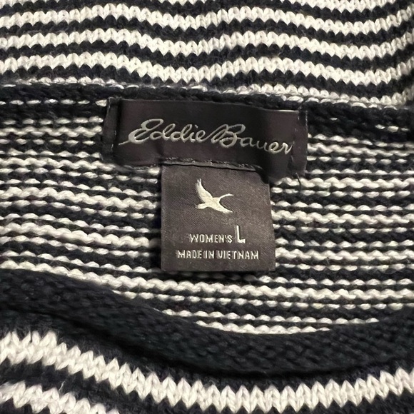 Eddie Bauer Blue and White Striped Pullover Womens Sweater K - Picture 3 of 4